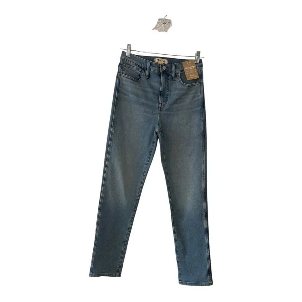 madewell stovepipe‎ jeans carey blue wash nq191 women size 28